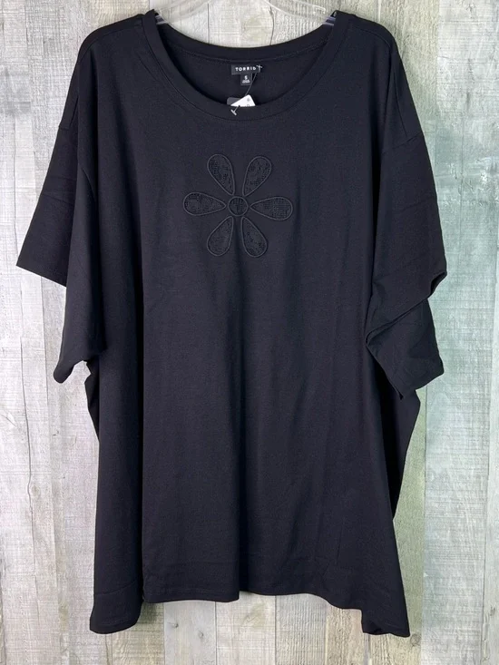 Torrid Sz 5(5X)(28)Cotton Jersey Floral Cutout Relaxed Short Sleeve Crewneck Top - Picture 3 of 11